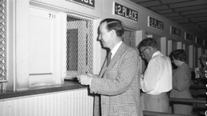 Betting Windows in 1954 on Kentucky Derby day.