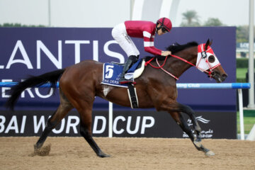 Forever Young with Ryusei Sakai up wins the UAE Derby
