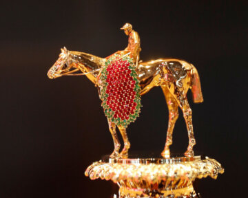 The special 150th Kentucky Derby trophy
