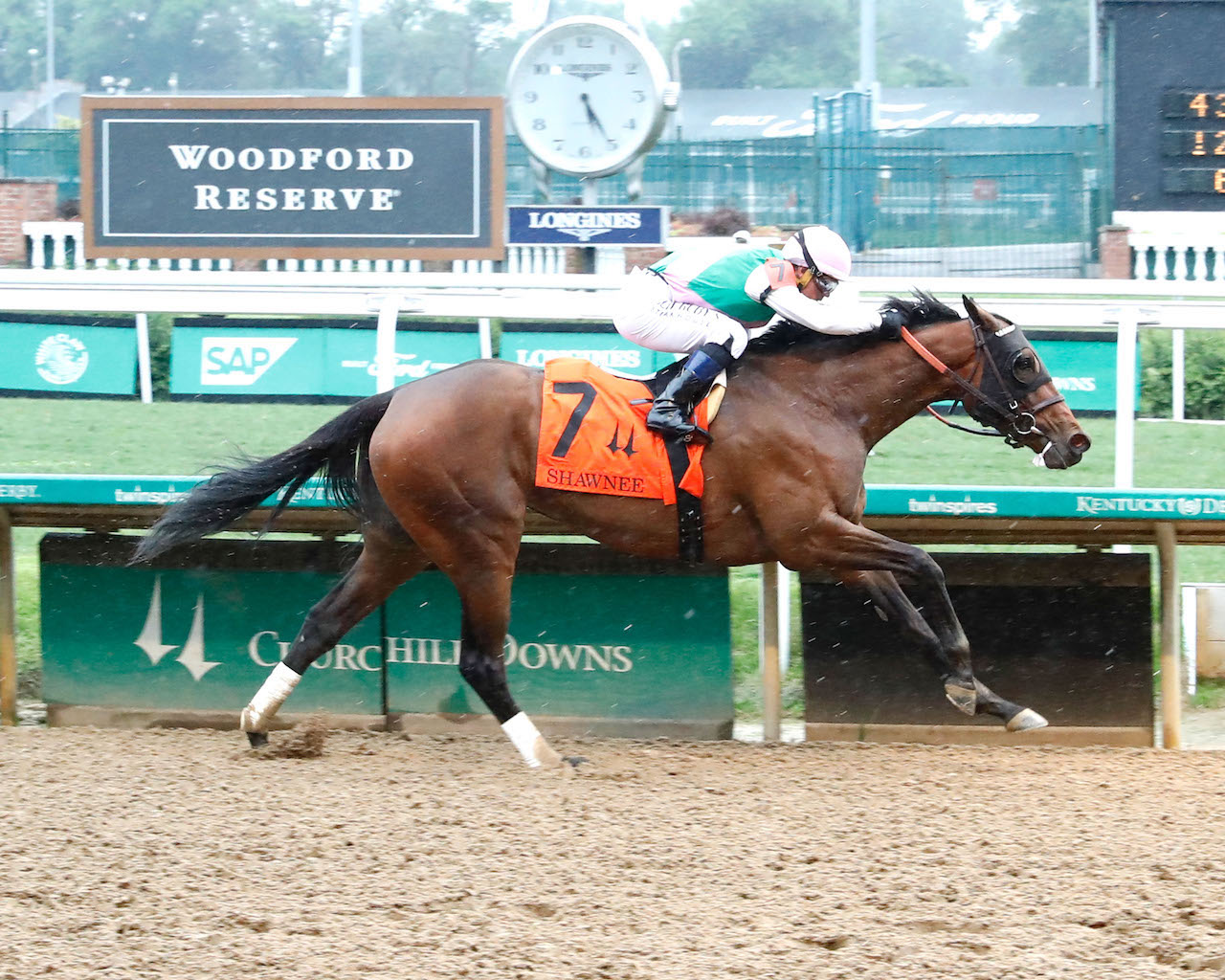 Scylla winning the Shawnee (G3) at Churchill Downs (Photo by Coady Media)