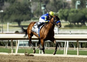 Citizen Bull wins Robert B. Lewis Stakes at Santa Anita.
