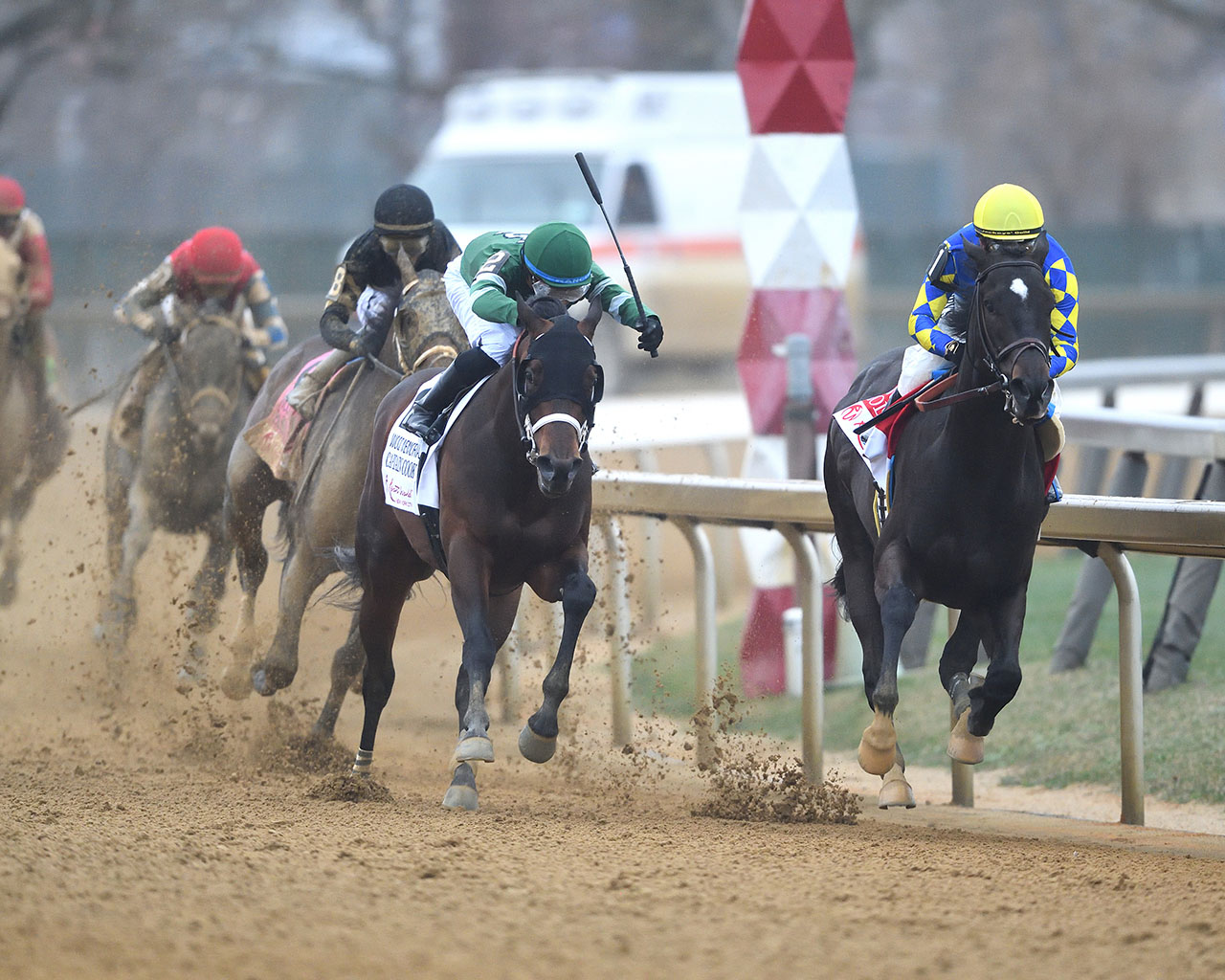 Rodriguez winning the 2025 Wood Memorial (G2) at Aqueduct