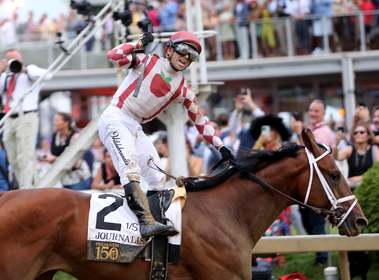 Journalism wins the 2025 Preakness Stakes at Pimlico Race Course.