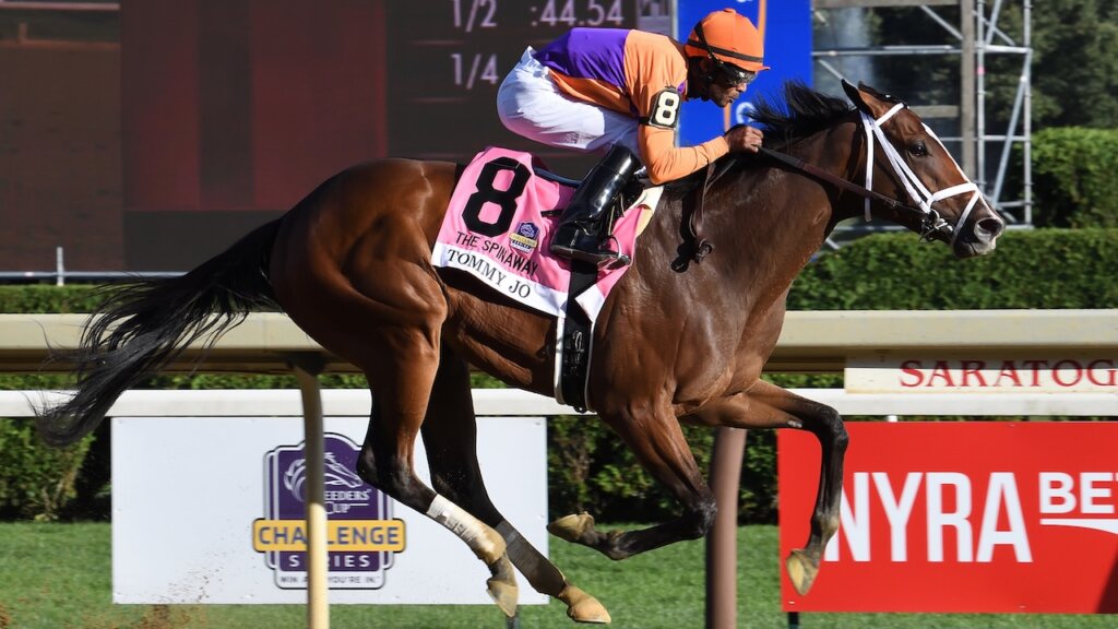 Tommy Jo wins the Spinaway Stakes at Saratoga.