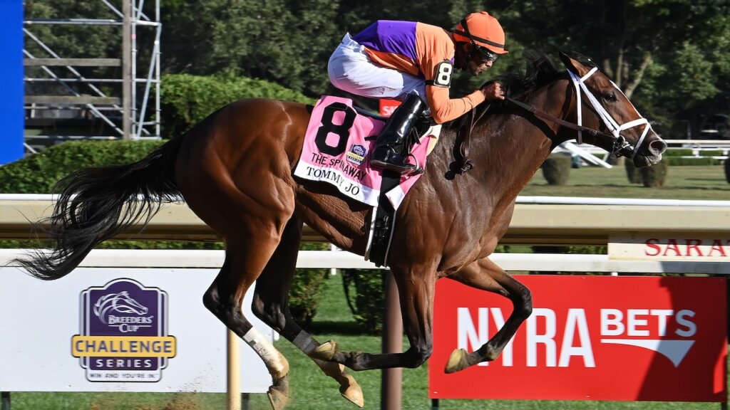 Tommy Jo wins the Spinaway Stakes at Saratoga.