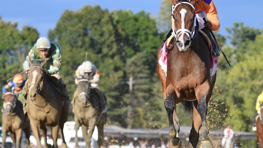 Tommy Jo wins the Spinaway Stakes at Saratoga.