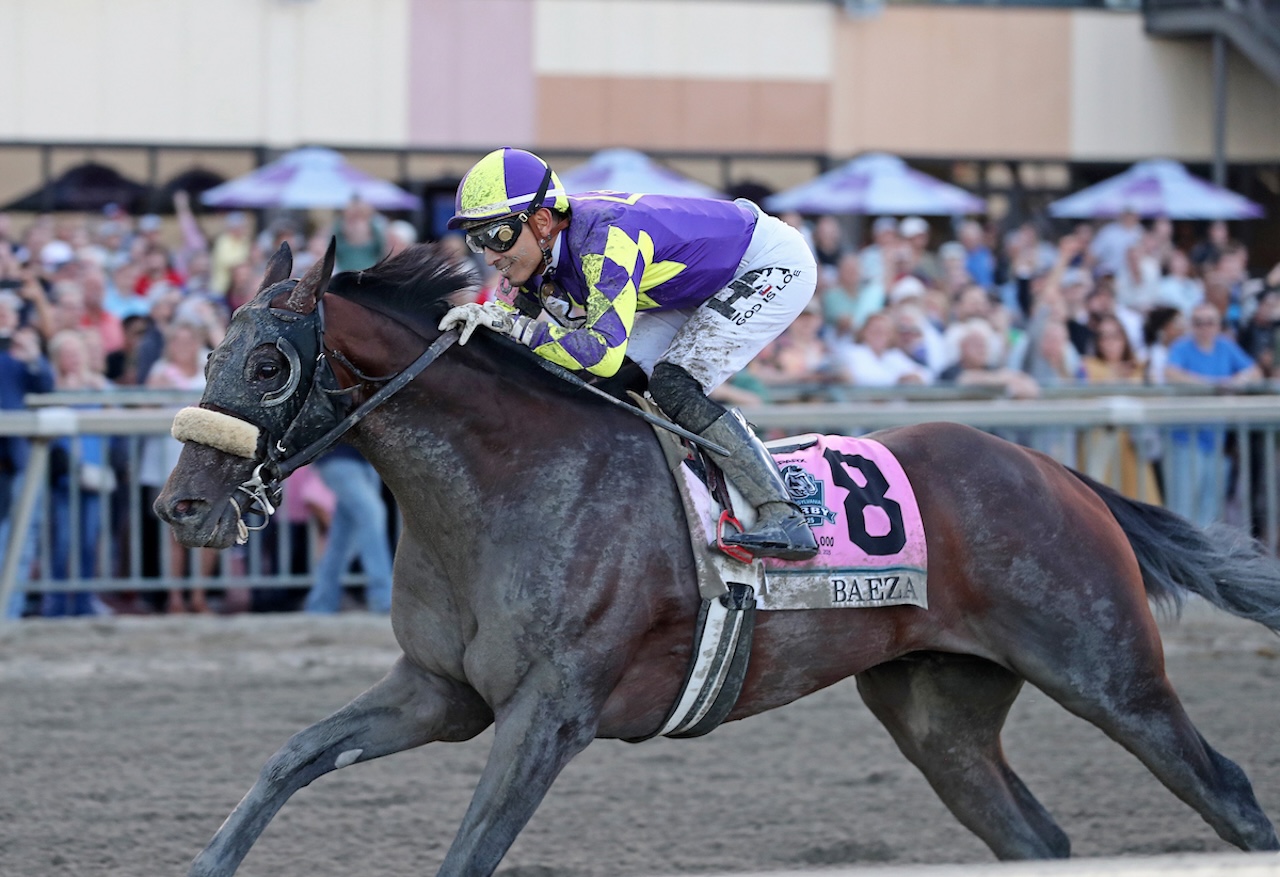 Baeza wins the Pennsylvania Derby at Parx Racing.