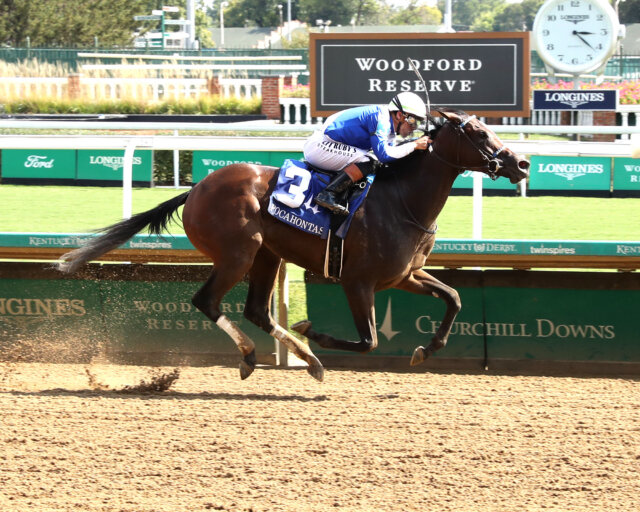 Taken By The Wind wins the Pocahontas Stakes at Churchill Downs.