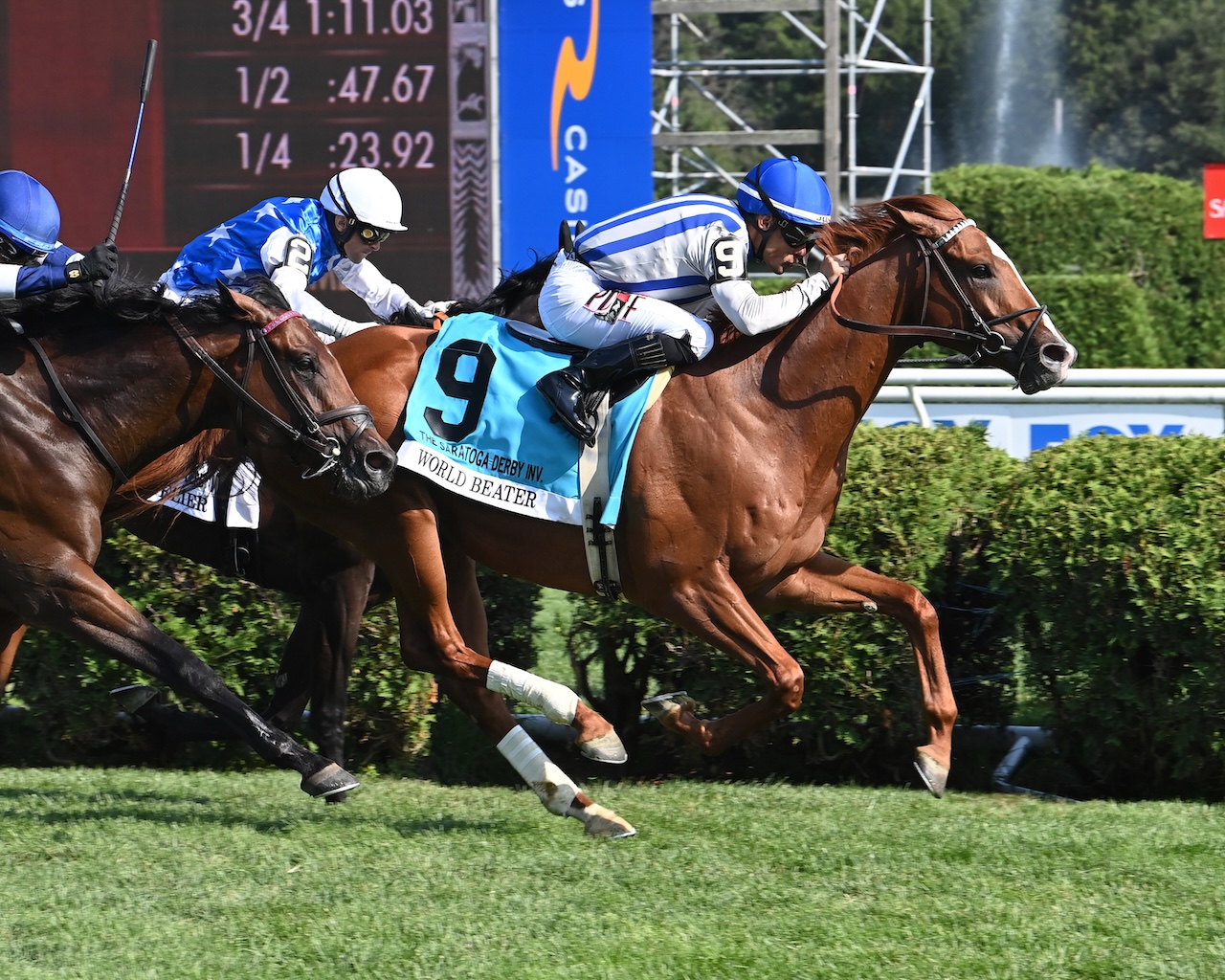 World Beater wins the Saratoga Derby at Saratoga.
