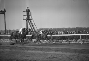 Market Wise with Basil James up with Whiraway and Alfred Robinson up in the Jockey Gold Cup at Belmont.