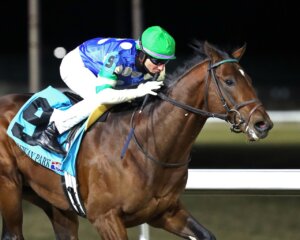 Start the Ride wins the California Chome Cup Derby at Santa Anita.