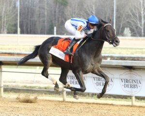 Incredibolt wins the Virginia Derby at Colonial Downs.