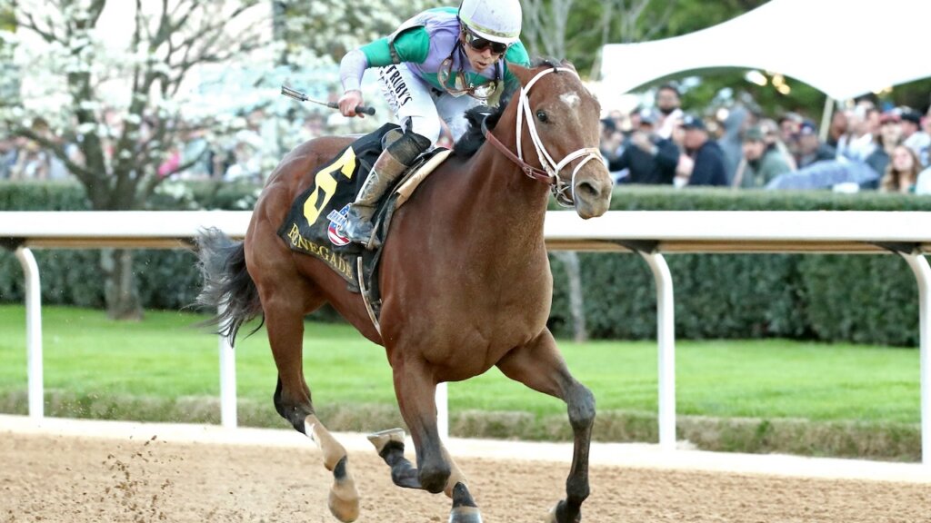 Renegade wins the Arkansas Derby at Oaklawn Park.