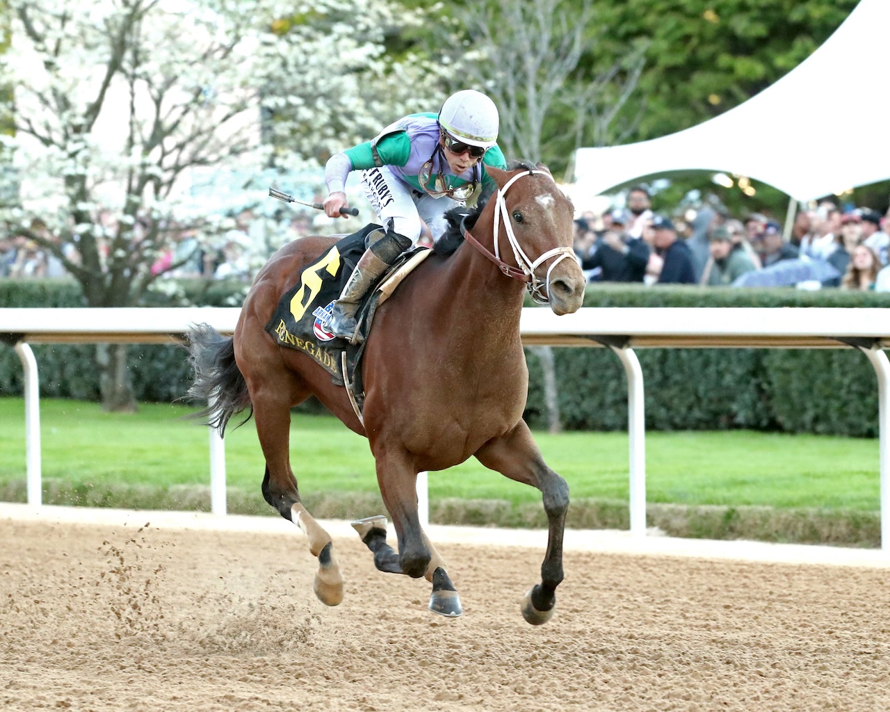 Renegade wins the Arkansas Derby at Oaklawn Park.