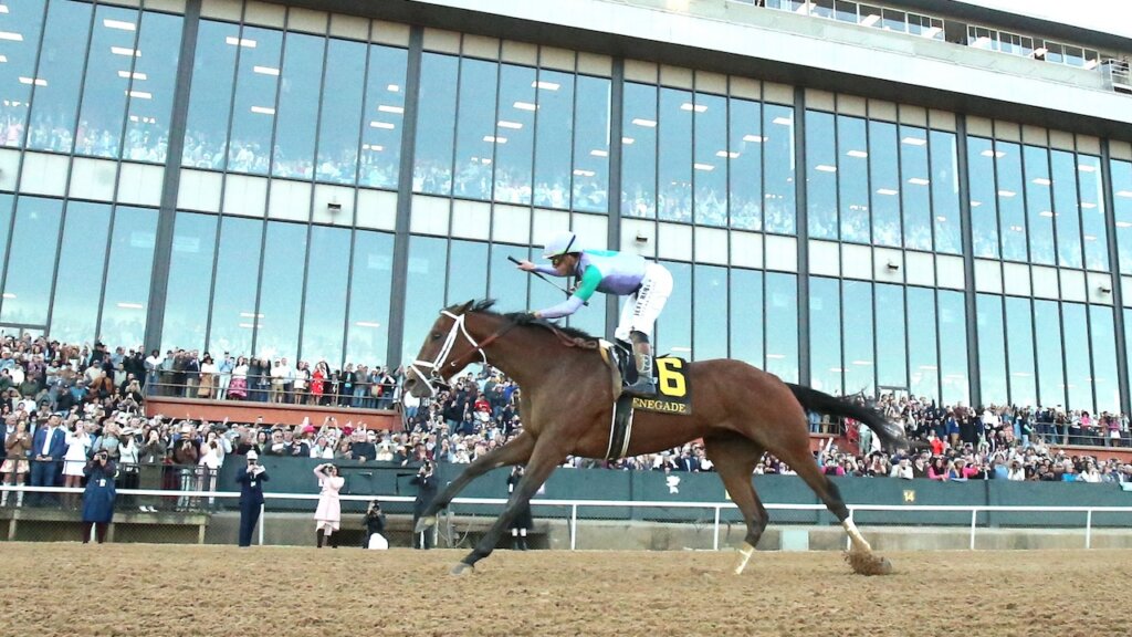 Renegade wins the Arkansas Derby at Oaklawn Park.
