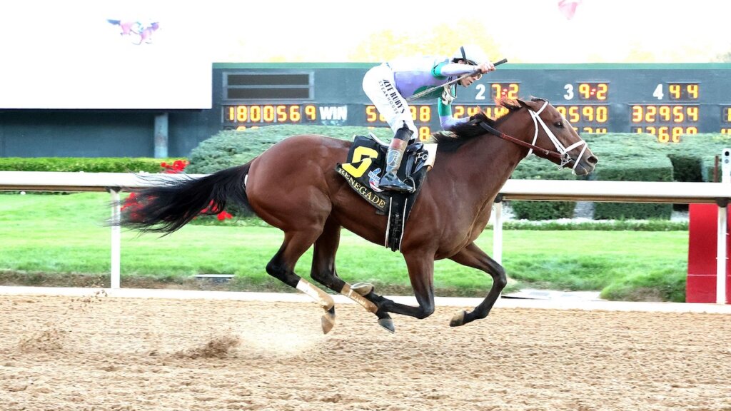 Renegade wins the Arkansas Derby at Oaklawn Park.