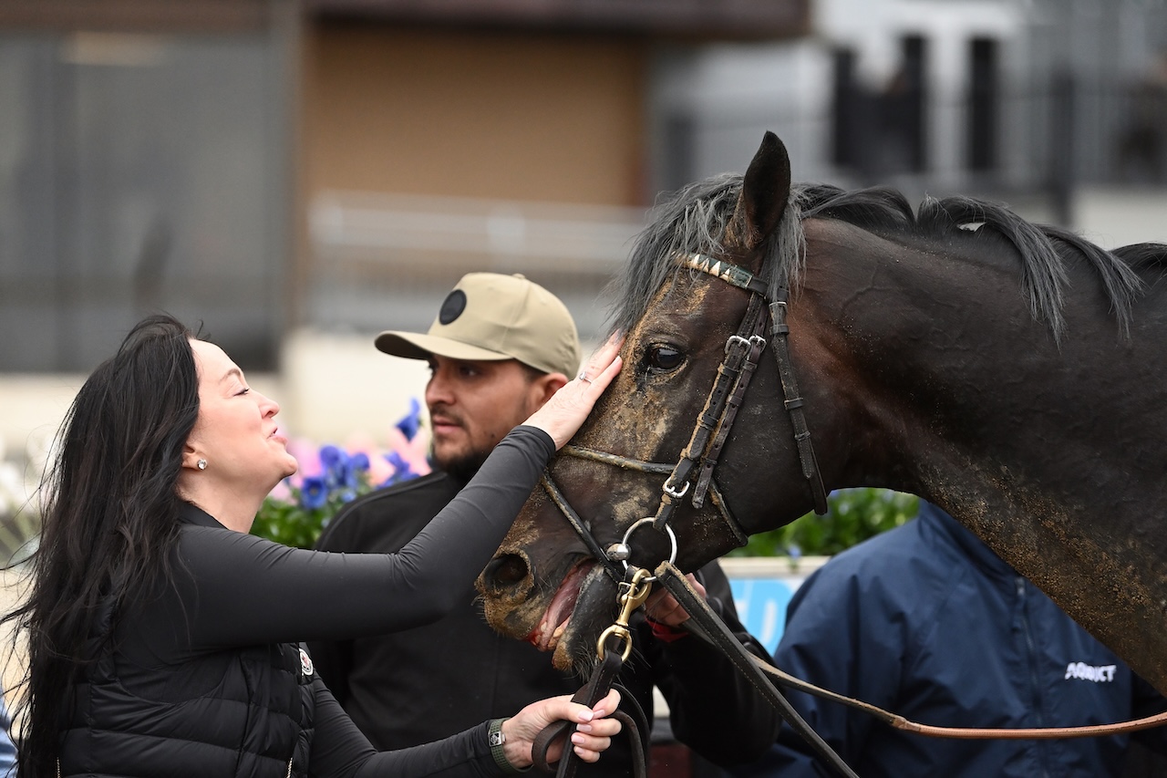 Albus wins the Wood Memorial at Aqueduct.