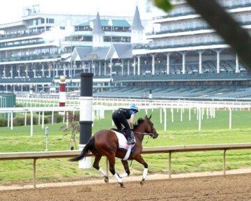 Bella Ballerina trains at Churchill Downs ahead of the Kentucky Oaks