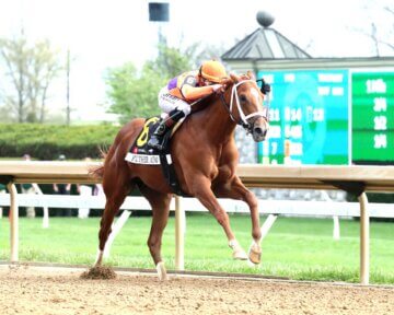 Further Ado wins the Blue Grass Stakes at Keeneland.