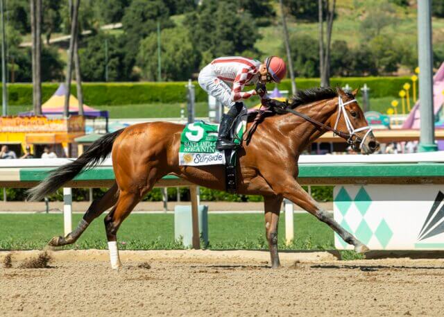 Meaning motored late in the Santa Anita Oaks (G2) (Photo by Benoit Photos)