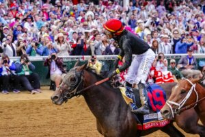 Golden Tempo wins the 152nd Kentucky Derby (Photo by Doug Beigie)
