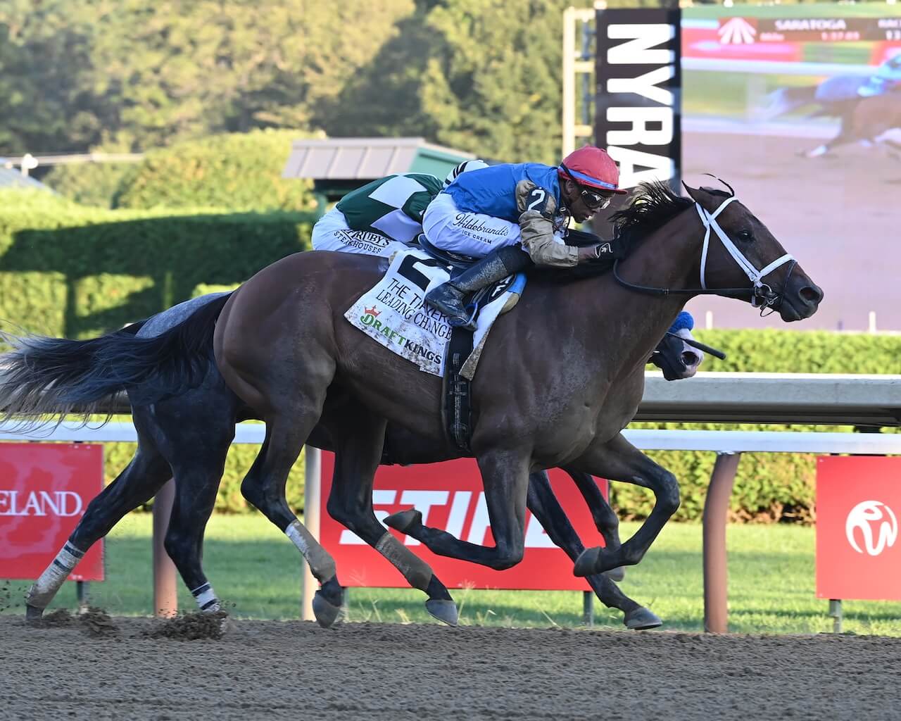 Leading Change wins the Travers Stakes at Saratoga.