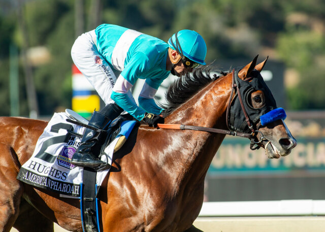 Hughes wins the American Pharoah S. at Santa Anita.