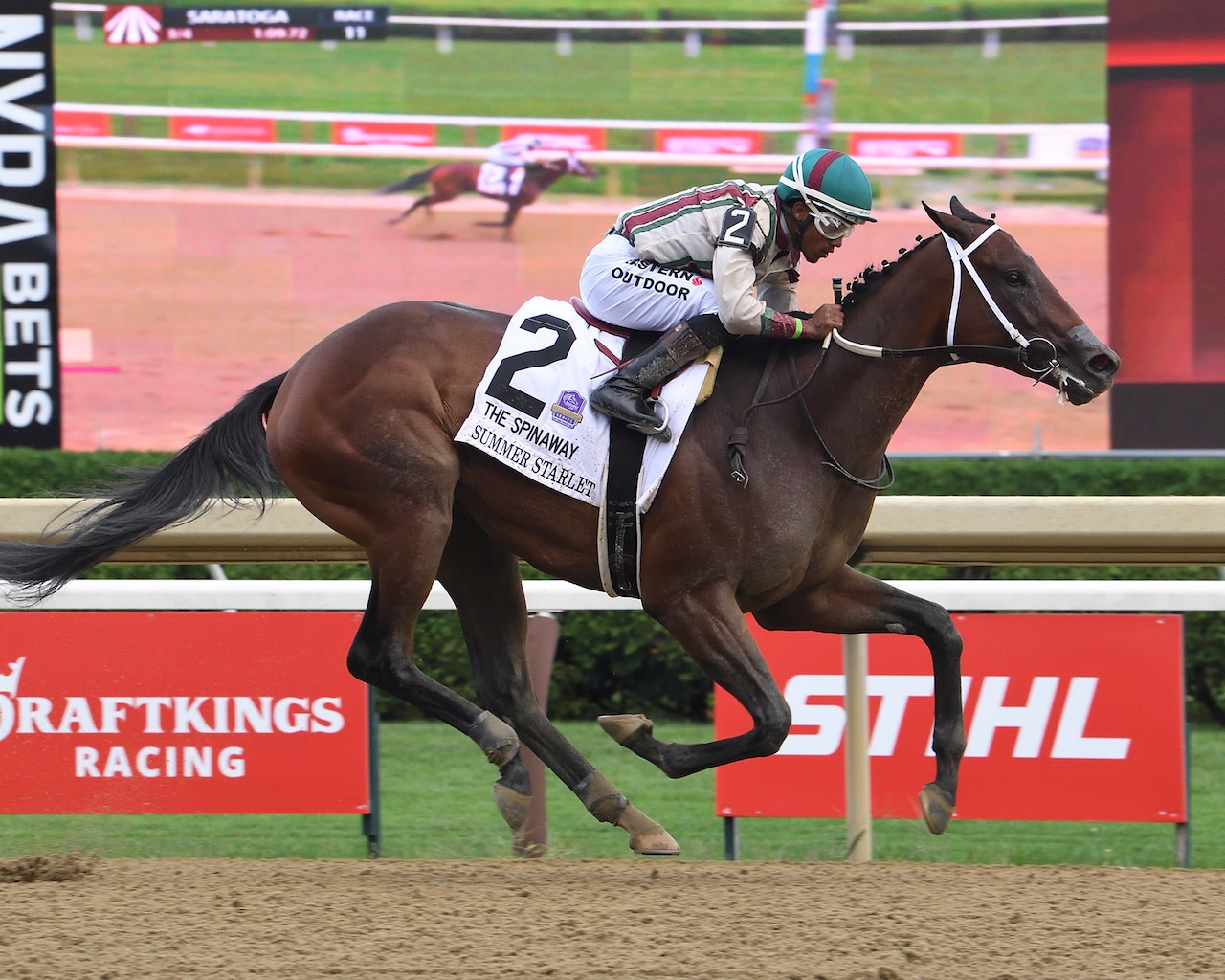 Summer Starlet wins the Spinaway Stakes at Saratoga.
