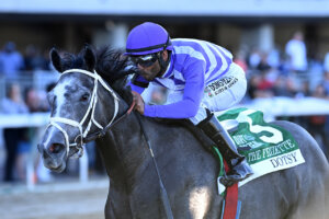 Dotsy wins the Frizette (G1) at Belmont Park.