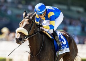Domain Expansion wins the Oak Leaf Stakes at Santa Anita.