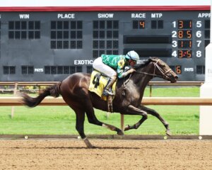 Scarlett Begonia wins at Ellis Park. 